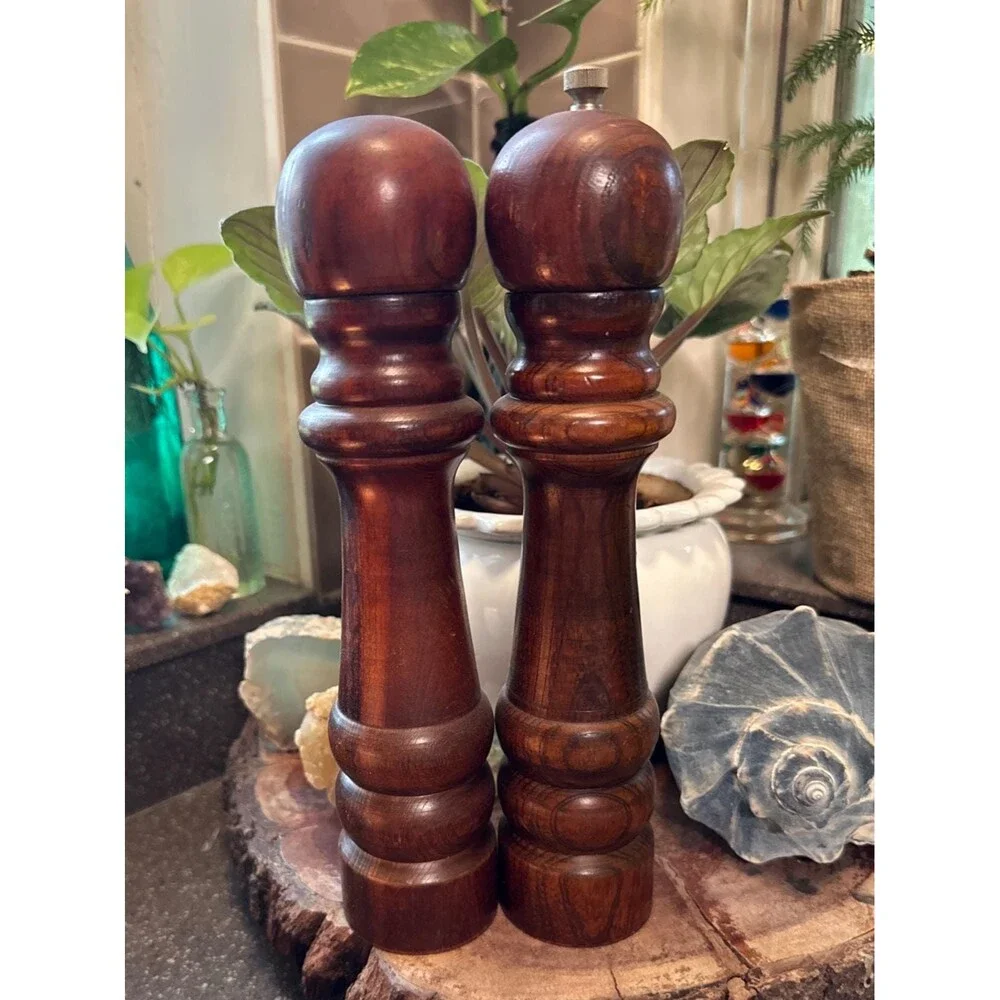 Vintage Goodwood Wooden Salt & Pepper Mills – 10” Hand Turned Grinders, Farmhous